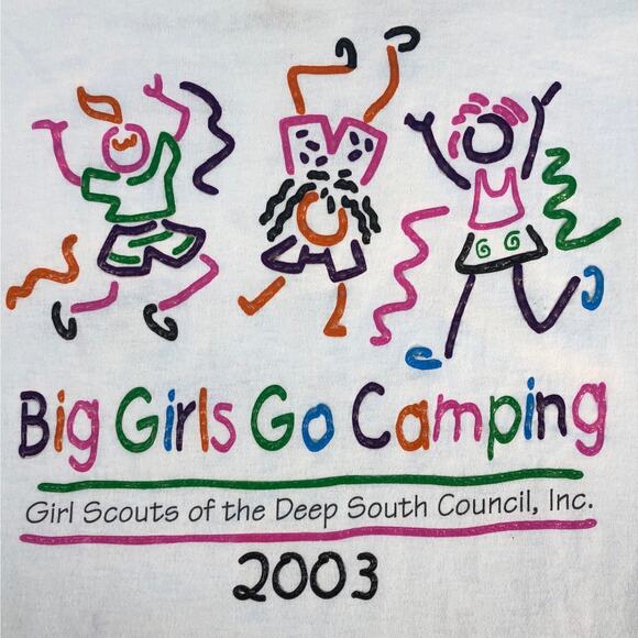 Girl Scouts Big Girls Go Camping 2003 tshirt Y2K vintage - Picture 3 of 7